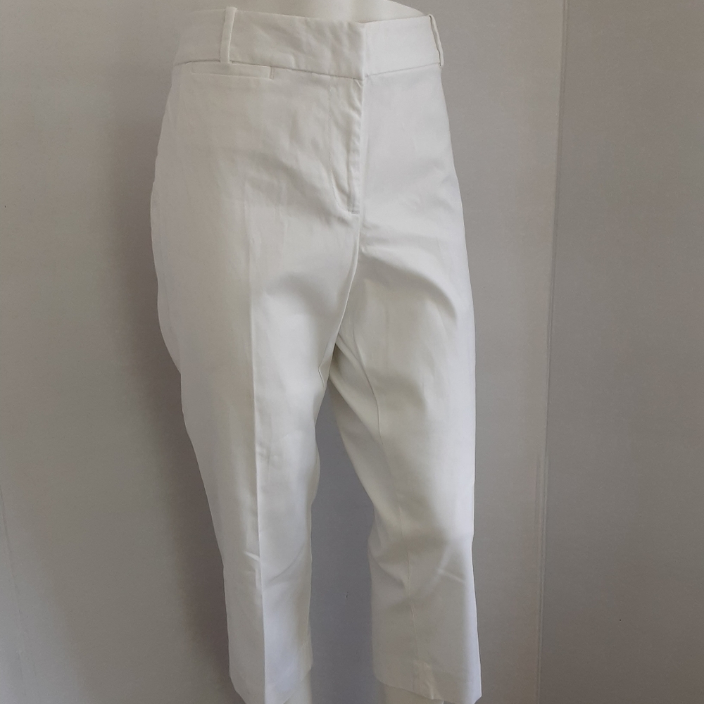 PLUS SZ 14P  NWT TALBOT'S SIGNATURE COTTON BLEND WHITE CROP PANTS